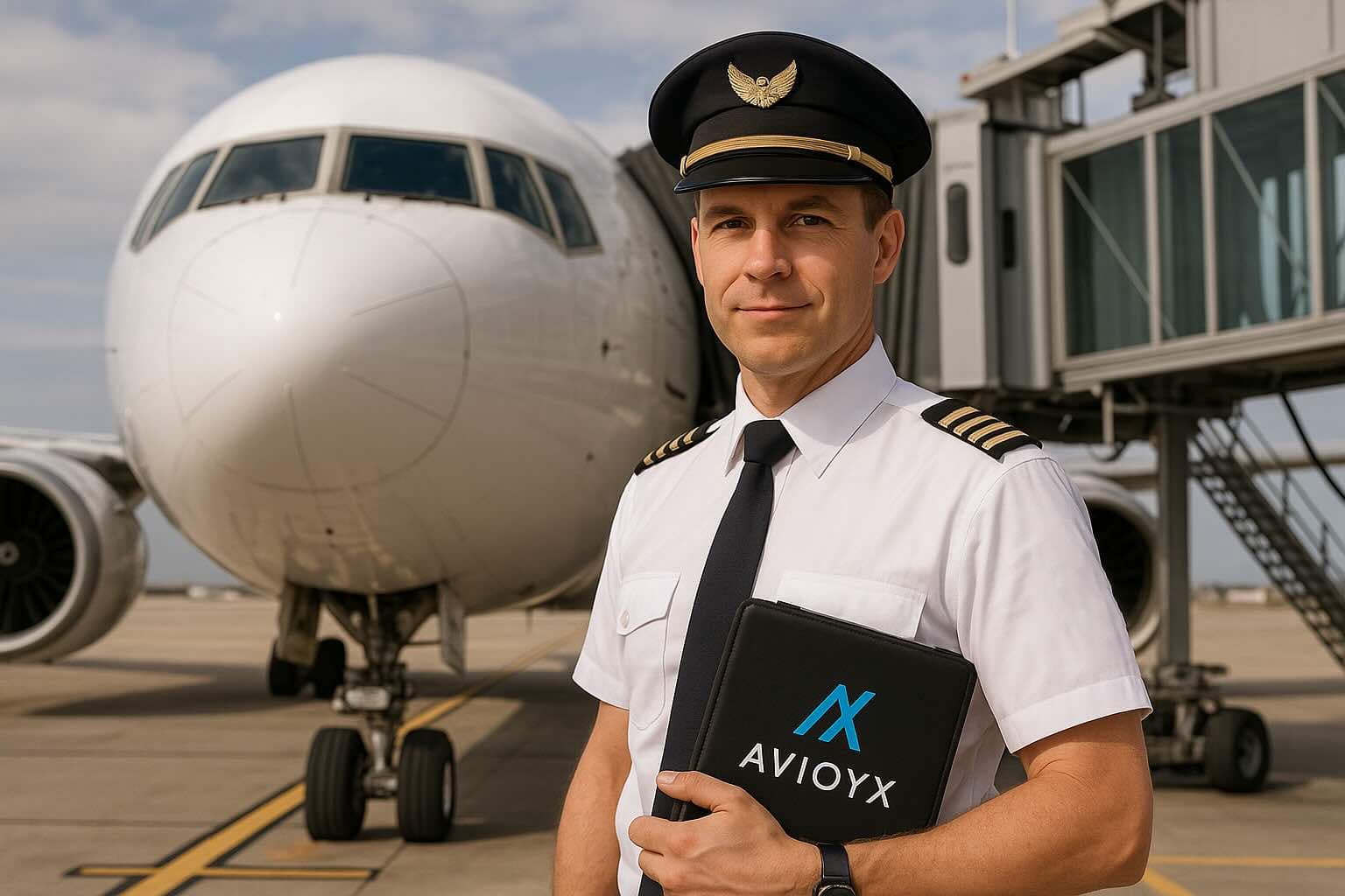 Airline pilot in cockpit