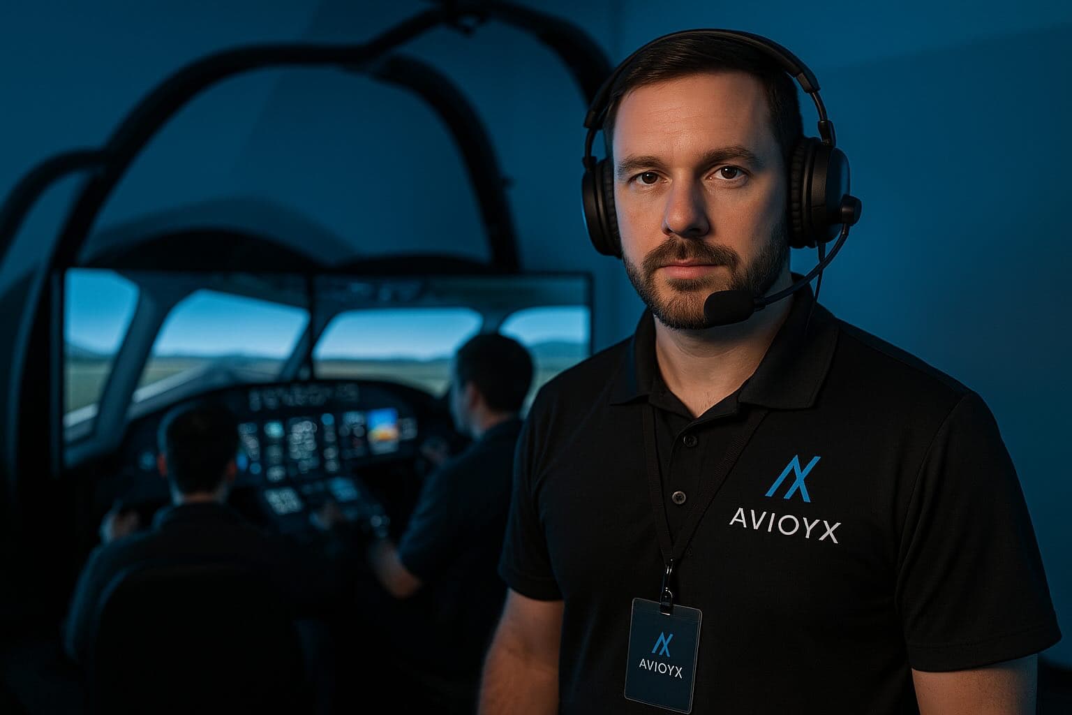 Simulator instructor guiding trainee
